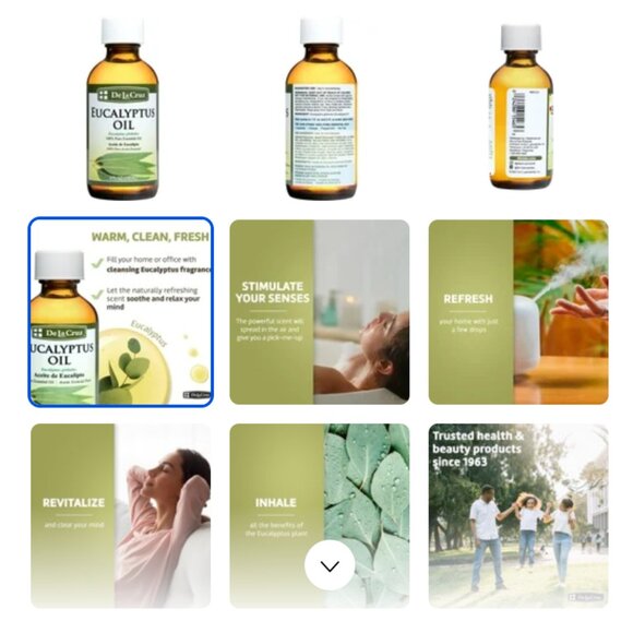 De La Cruz Eucalyptus Essential Oil, 2FL OZ - 59ML - - Picture 8 of 9